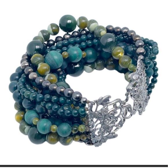 STEPHEN DWECK OOAK Luxury Y2K Jadeite Hematite Jade Designer Bracelet Signed - Picture 10 of 12